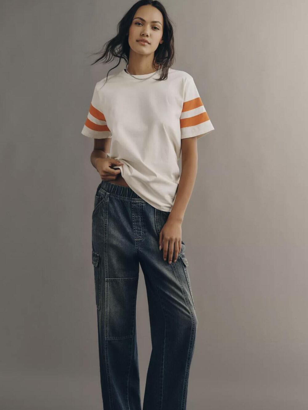 Pilcro by Anthropologie High-Rise Pull-On Tapered Cargo Jeans - Size - Large